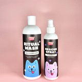 Wolflike natural dog shampoo and conditioner, natural human grade dog deodorizing spray detangling spray conditioning spray; natural non-toxic, human grade, vegan, paraben and sulfate free dog grooming products